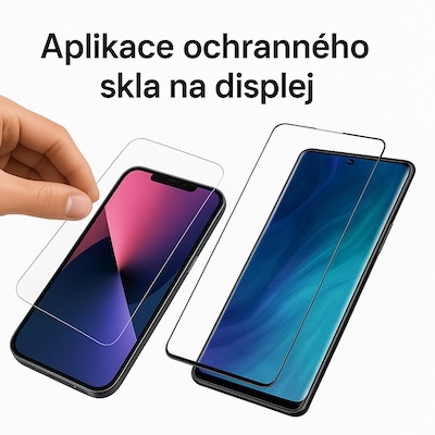 aplikace ochranného skla na displej telefonu v kryteo v Brne
